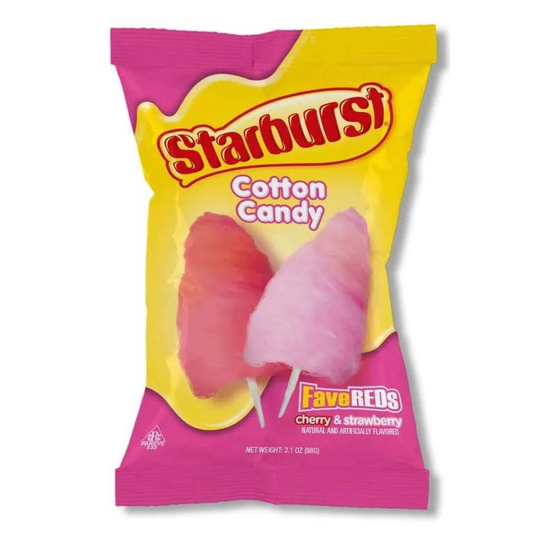 Starburst Cotton Candy Fave Reds 3.1 oz (Pack of 12)