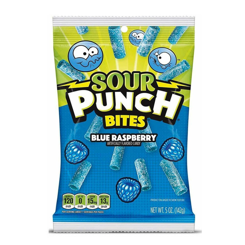 Sour Punch Bites, Sweet Chewy Candy, Blue Raspberry Flavored Sour Candy, 5oz Bag (12 Pack) (8730)