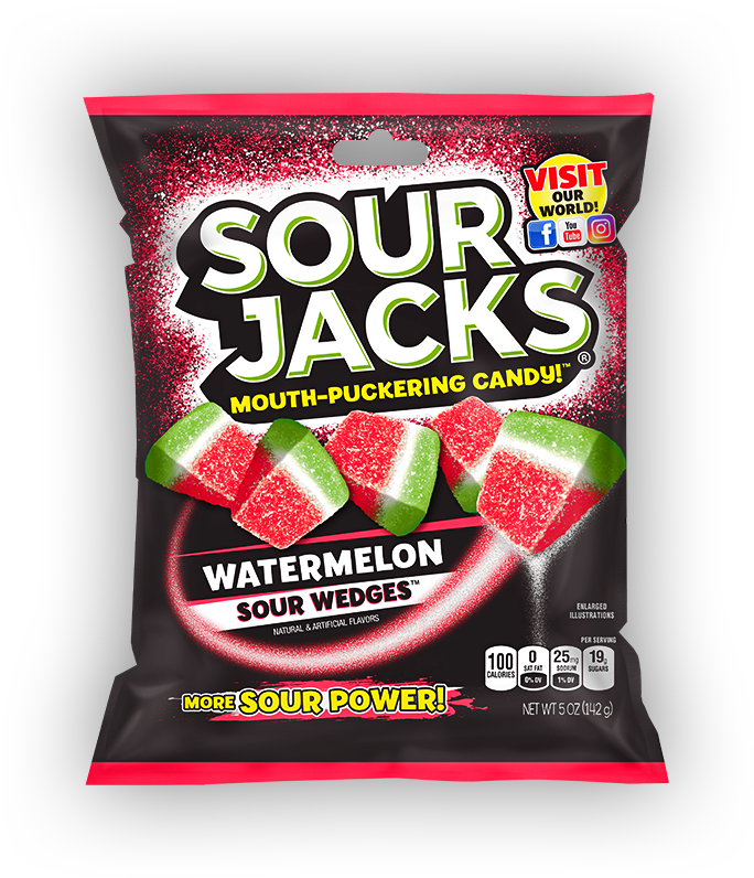 SOUR JACKS Sour Candies, Watermelon, 5 Ounce